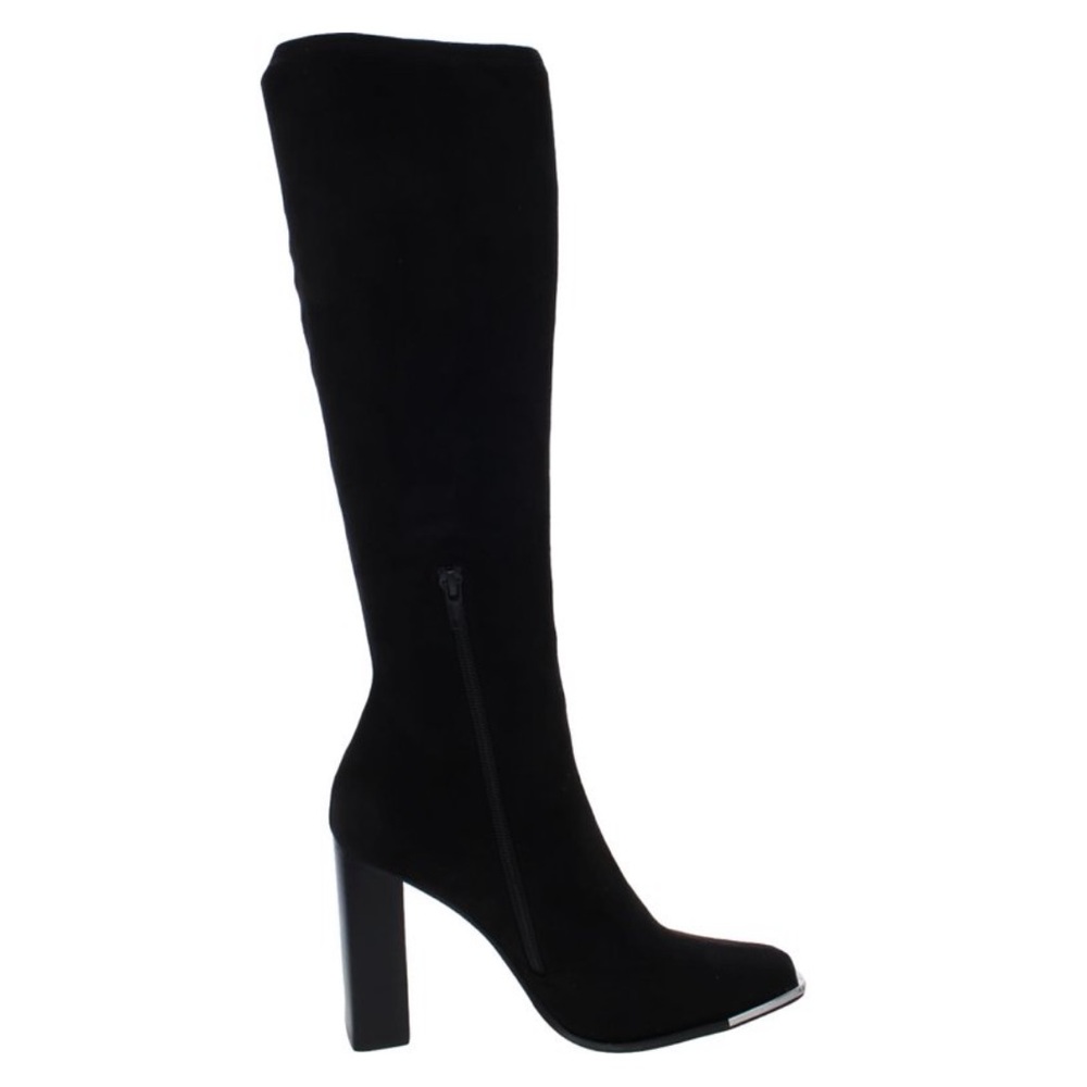 Steve Madden Womens Fedora Zipper Block Heel Knee-High Black Suede Boots Size 9
